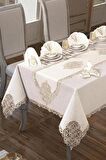 26 Parça Elegant Masa Örtüsü Takımı Krem