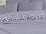 Fransız Dantelli Wave Çeyizlik Nevresim Takımı Gri
