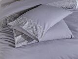 Fransız Dantelli Wave Çeyizlik Nevresim Takımı Gri