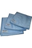 Ponitex (3 Adet) Polikur 3221 Aktif Mikrofiber Parlak Cam Temizlik Bezi 40x40 Cm. Mavi