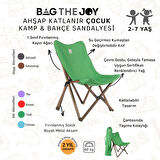 BAG THE JOY KIDS KATLANIR AHŞAP KAMP & BAHÇE SANDALYESİ ANTRASİT İSKELET – YEŞİL KILIF