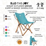 BAG THE JOY KIDS KATLANIR AHŞAP KAMP & BAHÇE SANDALYESİ KAHVERENGİ İSKELET – TURKUAZ KILIF