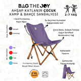 BAG THE JOY KIDS KATLANIR AHŞAP KAMP & BAHÇE SANDALYESİ KAHVERENGİ İSKELET – MOR KILIF