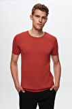 Twn Slim Fit Kiremit Düz Örgü Rayon Örme T-Shirt 0EF069421003M