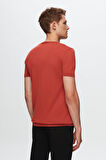 Twn Slim Fit Kiremit Düz Örgü Rayon Örme T-Shirt 0EF069421003M