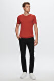 Twn Slim Fit Kiremit Düz Örgü Rayon Örme T-Shirt 0EF069421003M