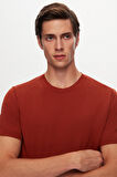 Twn Slim Fit Kiremit Düz Örgü T-Shirt 1EF060638904M