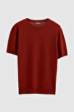 Twn Slim Fit Kiremit Düz Örgü T-Shirt 1EF060638904M
