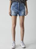 Ları Yüksek Bel Jean Şort