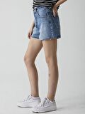 Ları Yüksek Bel Jean Şort