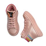 Angel Bağcıklı ve Fermuarlı Deri Kız Çocuk Bot Pudra