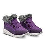 Manarola Çift Fermuarlı İçi Peluş Kürklü Paraşüt Kumaş Kız Çocuk Bot Mor