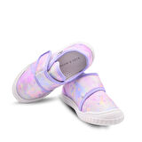 Violet Kız Çocuk Ev ve Kreş Ayakkabısı Parlak Kumaş Lila