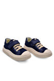 Brooklyn Deri Detaylı Kız Ve Erkek Çocuk Lacivert Anatomik Keten Ayakkabı