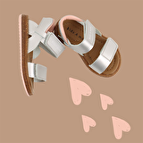 Minta Kız Çocuk Deri Sandalet Gümüş