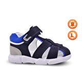 Flex Cırtlı File Detaylı Hakiki Deri Erkek Bebek Sandalet Lacivert