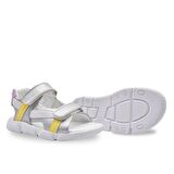 Jules Çift Cırtlı Deri Kız Çocuk Sandalet Gümüş