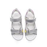 Jules Çift Cırtlı Deri Kız Çocuk Sandalet Gümüş