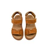Santos Çift Cırtlı Hakiki Deri Unisex Çocuk Sandalet Tarçın Rengi
