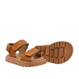 Santos Çift Cırtlı Hakiki Deri Unisex Çocuk Sandalet Tarçın Rengi