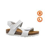 Zoey Çift Cırtlı Deri Unisex Çocuk Sandalet Beyaz