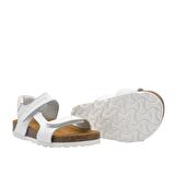 Zoey Çift Cırtlı Deri Unisex Çocuk Sandalet Beyaz