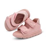 Lady Çift Cırtlı Vegan Deri Arkası Kapalı Kız Bebek Sandalet Pudra