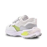 Ruby Çift Cırtlı File Detaylı Deri Kız Çocuk Spor Ayakkabı Beyaz