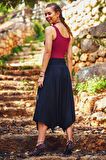 Beli Bağlamalı Salaş Midi Kloş Etek