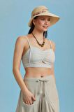 İnce Askılı Cut Out Detay Koton Krem Bralet