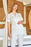 Cossy By Aqua Kadın Krem Pijama Takım 25510