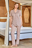 Cossy By Aqua Kadın Vizon Pijama Takım 25510