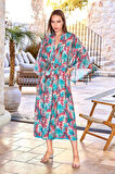 Cossy By Aqua Kadın Desenli Uzun Kimono Sabahlık A25533 