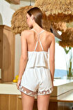 Aqua 25544 Kadın Askılı Aplike Papatya Detay Pijama Şort
