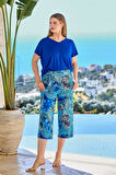 Cossy By Aqua Kadın Mavi Kapri Takım A25663 
