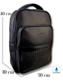 Deri Laptop Sırt Çantası Suya Dayanıklı Siyah 15.6'' İnç 8683255012282