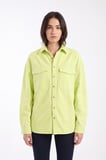 Kadın Oversize Jean Gömlek Neon Yeşil
