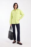 Kadın Oversize Jean Gömlek Neon Yeşil