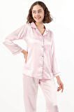 Kadın Puantiyeli Pijama Takımı  Pembe