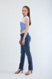 Kadın Slim Fit Likralı Lacivert Jean Pantolon