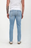 Erkek Slim Fit Düşük Bel Dar Kesim Dar Paça Likralı Açık Mavi Jean Pantolon