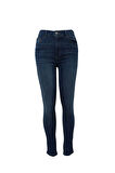 Kadın Yüksek Bel Dar Paça Skinny Fit Likralı Mavi Jean Pantolon
