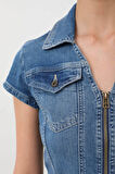 Fermuarlı Cepli Kadın Jean Elbise