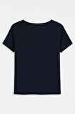Kadın V Yaka Kısa Kollu İnce Esnek T-Shirt