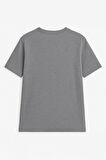Erkek Bisiklet Yaka Basic Düz Kısa Kollu Gri T-shirt