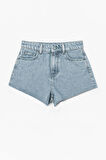 Kadın Yüksek Bel Püsküllü Paça Jean Şort