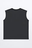 Erkek %100 Pamuk Bisiklet Yaka Pusula Baskılı Kolsuz T-shirt