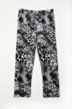 Kadın Yumuşak Kadife Dokulu Leopar Desenli Pijama Altı