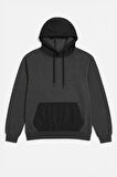 Kadın Oversize Kapüşonlu Cepli Antrasit Sweatshirt