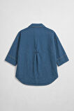 Kadın Rahat Kalıp Mavi Jean Gömlek